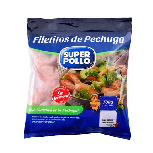Filetitos de pechuga congelado 700g - Super Pollo