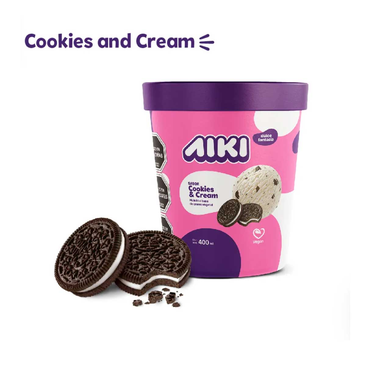 Helado Cookies and Cream 400 ml - Aiki