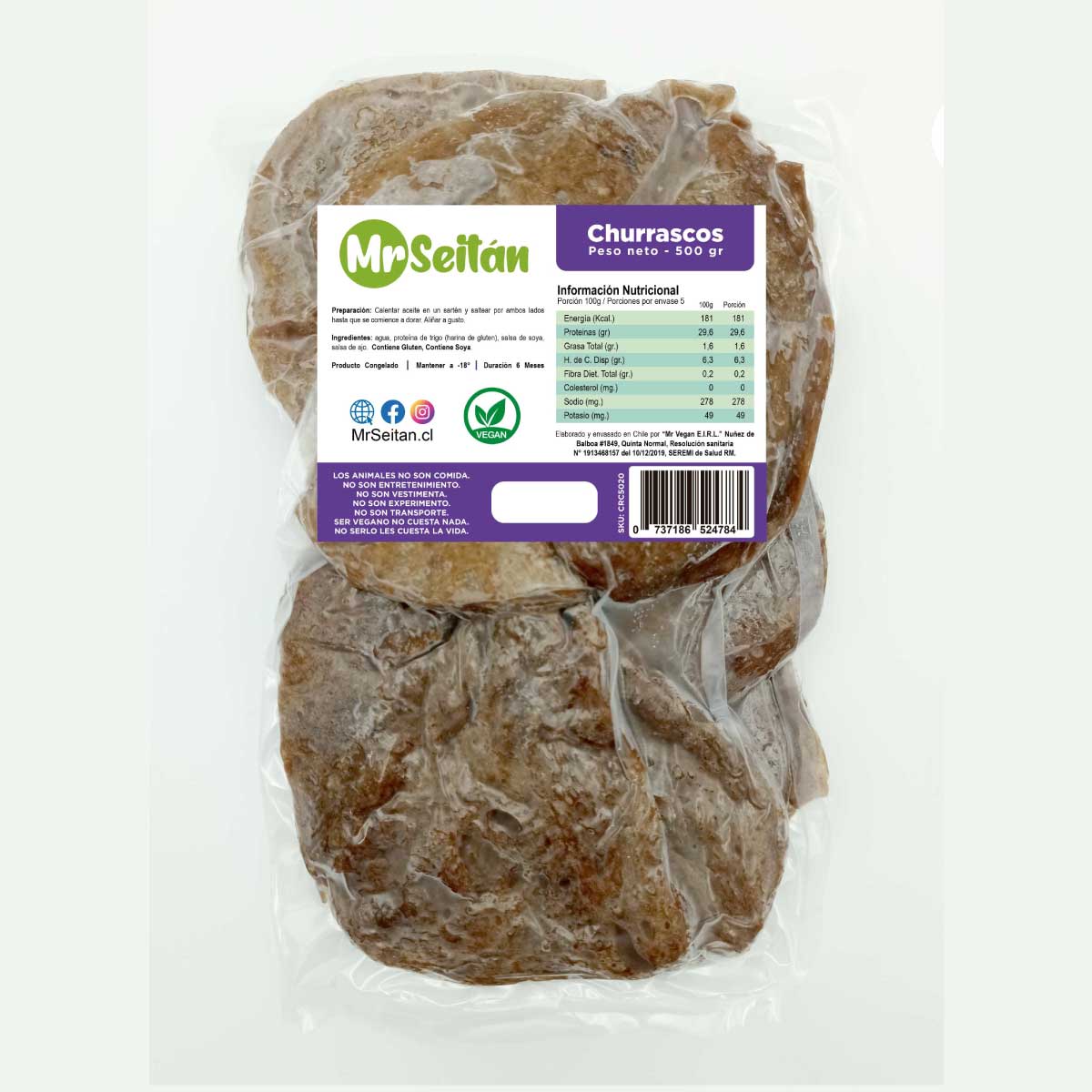Seitan Churrasco 500 gr - Mr seitan