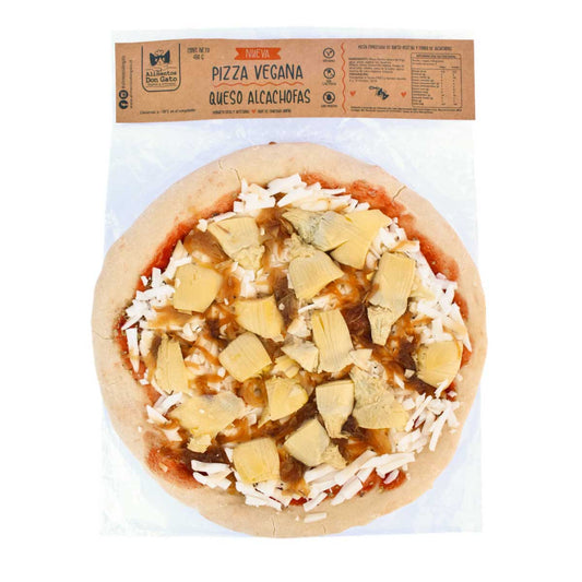 Pizza vegana alcachofas y cebolla caramelizada 450g - Don gato
