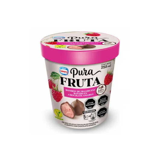 Helado Bombón Pura Fruta Frambuesa Chocolate amargo 225ml - Savory