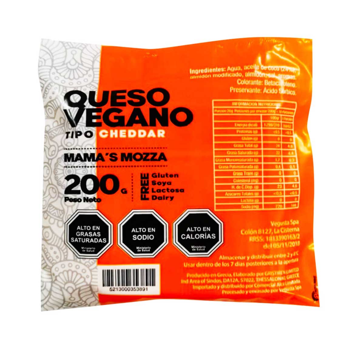 Queso vegano Cheddar 200g - Mama’s mozza