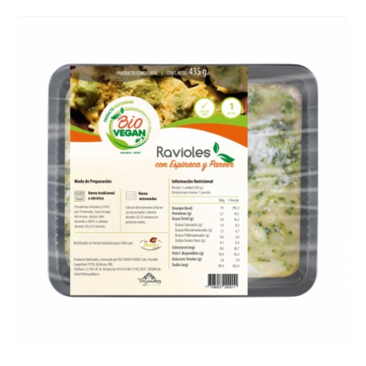 Ravioli espinaca 435g. - Bio vegan