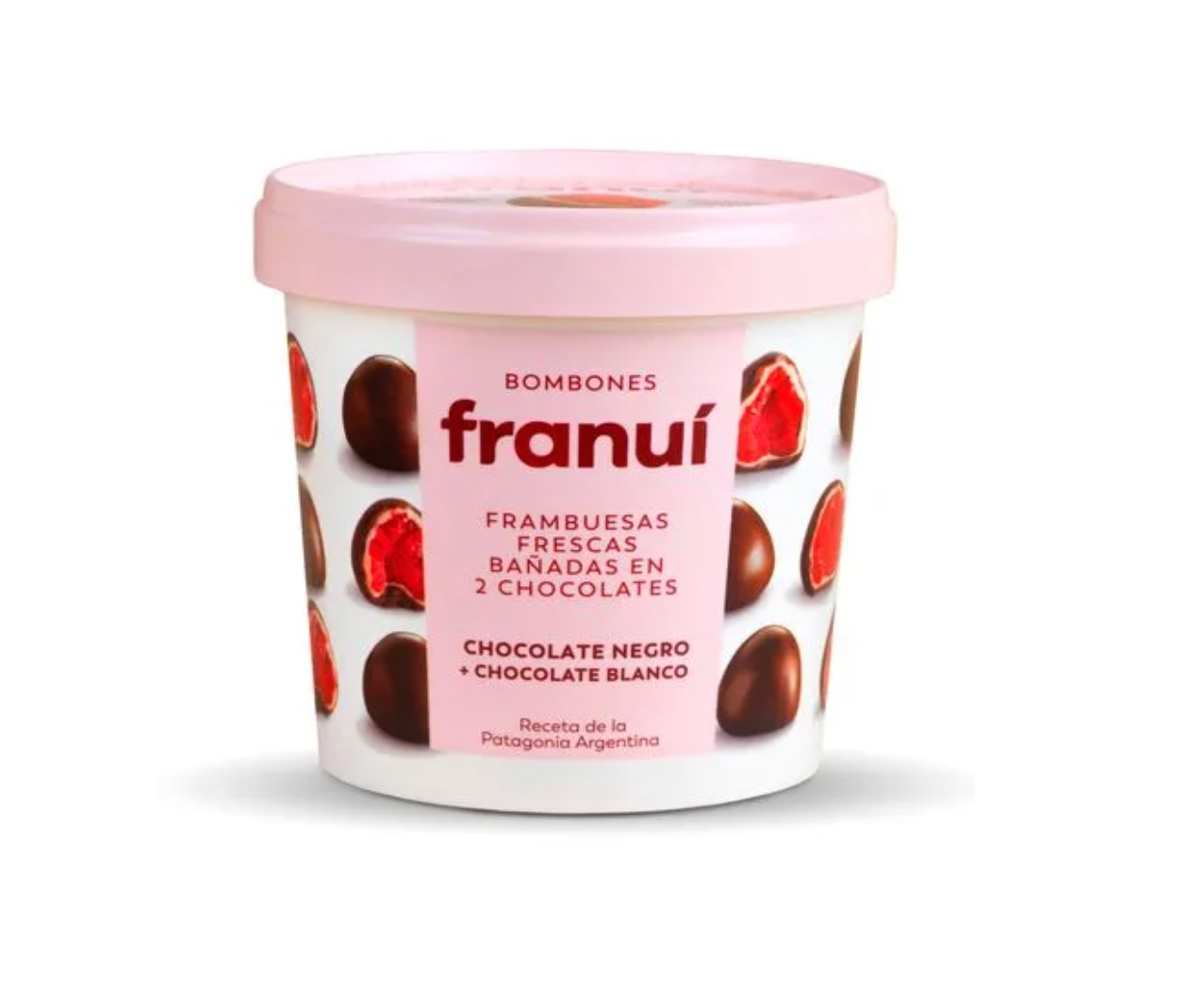 Frambuesa bañada en chocolate negro y blanco 150g - Franui